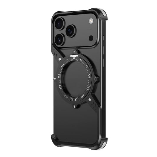 For iPhone 17 Pro S Shaped 360 Holder Airbag Frameless MagSafe Metal Phone Case(Black) - iPhone 17 Pro Cases by buy2fix | Online Shopping UK | buy2fix