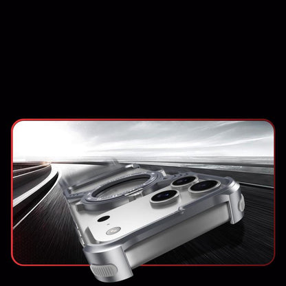 For iPhone 17 Pro S Shaped 360 Holder Airbag Frameless MagSafe Metal Phone Case(Desert Gold) - iPhone 17 Pro Cases by buy2fix | Online Shopping UK | buy2fix