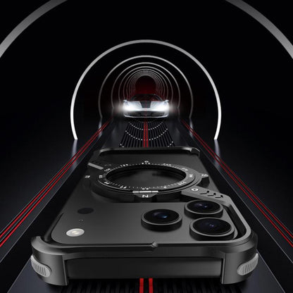 For iPhone 17 Pro S Shaped 360 Holder Airbag Frameless MagSafe Metal Phone Case(Orange) - iPhone 17 Pro Cases by buy2fix | Online Shopping UK | buy2fix