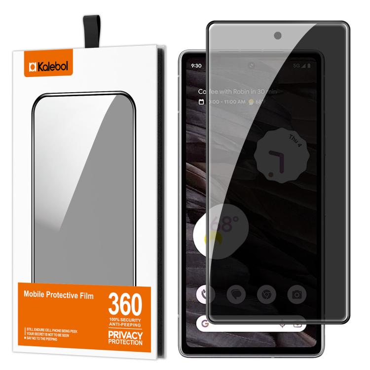 For Google Pixel 7a Kalebol High-Aluminum Screen-Printed Full-Coverage Black-Border Privacy Tempered Glass Film - Google Tempered Glass by Kalebol | Online Shopping UK | buy2fix