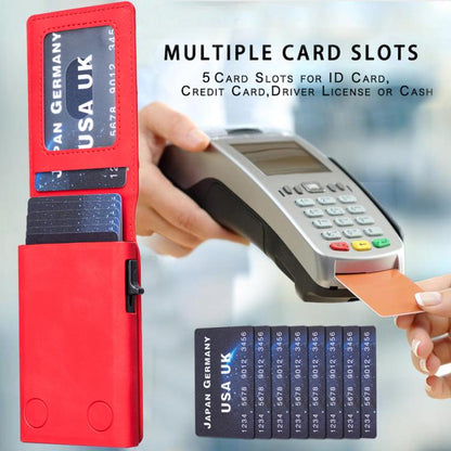 BFK29 Prismatic Embossed MagSafe Magnetic Leather Card Bag(Red) - Adhesive Card Holders by buy2fix | Online Shopping UK | buy2fix