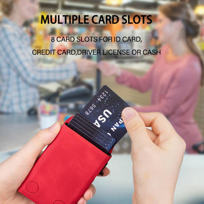 BFK29 Prismatic Embossed MagSafe Magnetic Leather Card Bag(Red) - Adhesive Card Holders by buy2fix | Online Shopping UK | buy2fix