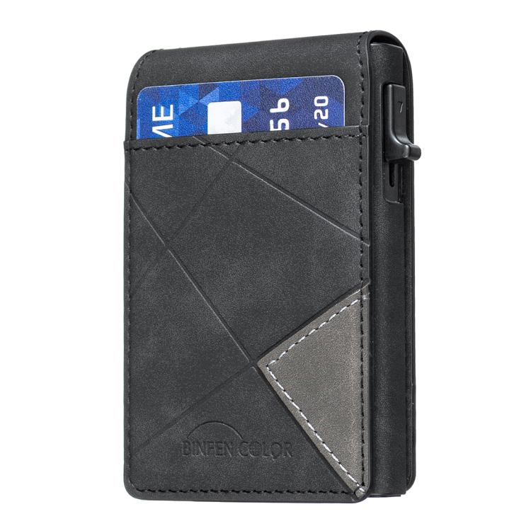BFK29 Prismatic Embossed MagSafe Magnetic Leather Card Bag(Black) - Adhesive Card Holders by buy2fix | Online Shopping UK | buy2fix