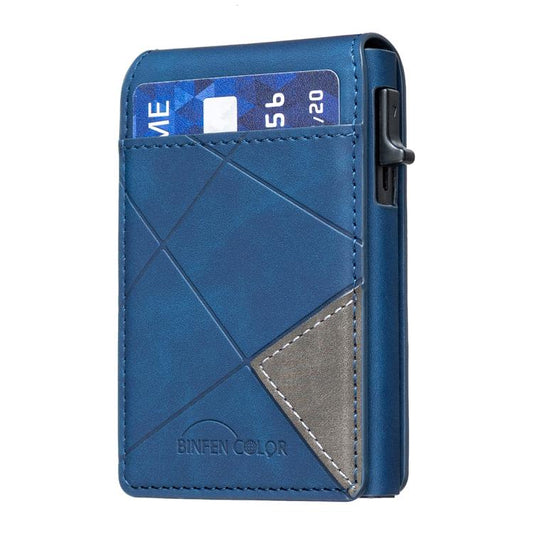 BFK29 Prismatic Embossed MagSafe Magnetic Leather Card Bag(Dark Blue) - Adhesive Card Holders by buy2fix | Online Shopping UK | buy2fix