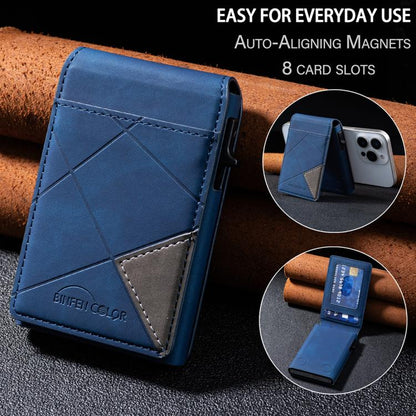 BFK29 Prismatic Embossed MagSafe Magnetic Leather Card Bag(Dark Blue) - Adhesive Card Holders by buy2fix | Online Shopping UK | buy2fix