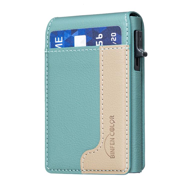 BFK28 Colorblock MagSafe Magnetic Leather Card Bag(Green) - Adhesive Card Holders by buy2fix | Online Shopping UK | buy2fix
