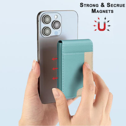 BFK28 Colorblock MagSafe Magnetic Leather Card Bag(Green) - Adhesive Card Holders by buy2fix | Online Shopping UK | buy2fix