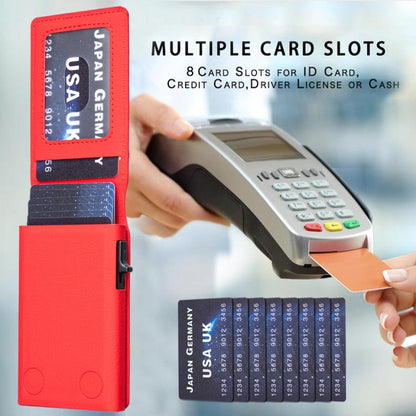 BFK31 Colorblock Zipper MagSafe Magnetic Leather Card Bag(Red) - Adhesive Card Holders by buy2fix | Online Shopping UK | buy2fix