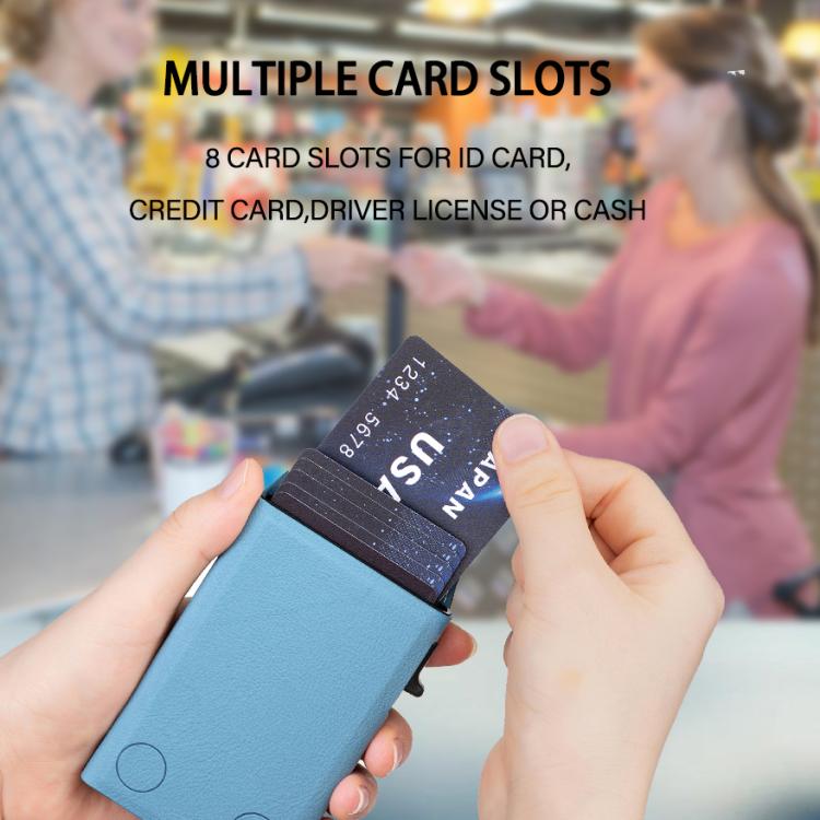 BFK31 Colorblock Zipper MagSafe Magnetic Leather Card Bag(Light Blue) - Adhesive Card Holders by buy2fix | Online Shopping UK | buy2fix