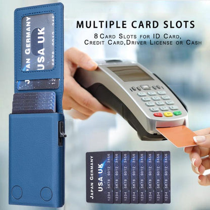 BFK30 Colorblock Flowers Magsafe Magnetic Leather Card Bag(Dark Blue) - Adhesive Card Holders by buy2fix | Online Shopping UK | buy2fix