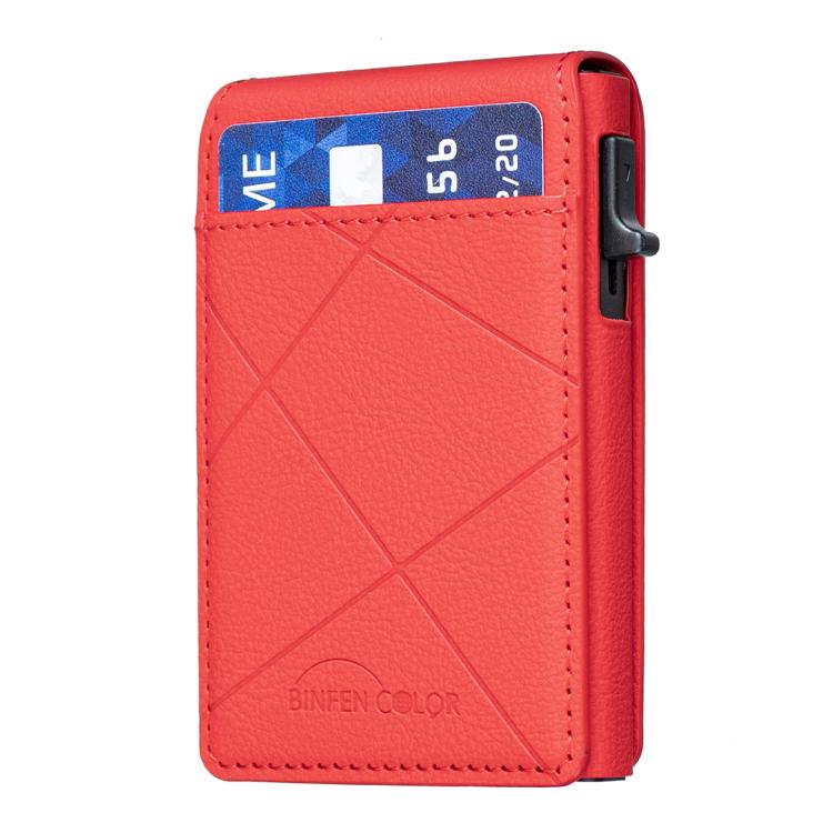 BFK32 Embossed Prismatic MagSafe Magnetic Leather Card Bag(Red) - Adhesive Card Holders by buy2fix | Online Shopping UK | buy2fix