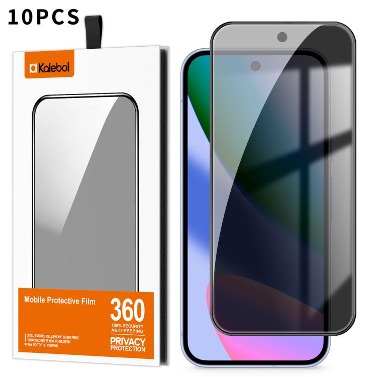 For Google Pixel 10 Kalebol 10pcs High-Aluminum Screen-Printed Full-Coverage Black-Border Privacy Tempered Glass Film - Google Tempered Glass by Kalebol | Online Shopping UK | buy2fix