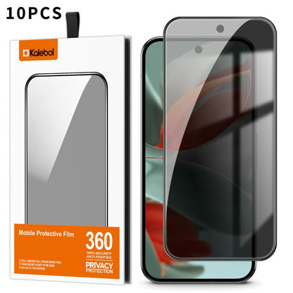 For Google Pixel 9 Pro Kalebol 10pcs High-Aluminum Screen-Printed Full-Coverage Black-Border Privacy Tempered Glass Film - Google Tempered Glass by Kalebol | Online Shopping UK | buy2fix