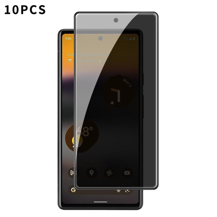 For Google Pixel 6a Kalebol 10pcs High-Aluminum Screen-Printed Full-Coverage Black-Border Privacy Tempered Glass Film - Google Tempered Glass by Kalebol | Online Shopping UK | buy2fix