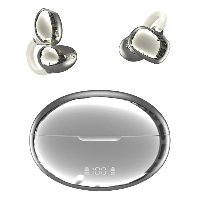 Q108 Digital Display Open Ear Clip Bluetooth 6.1 Wireless Earphones(Silver) - Bluetooth Earphone by buy2fix | Online Shopping UK | buy2fix