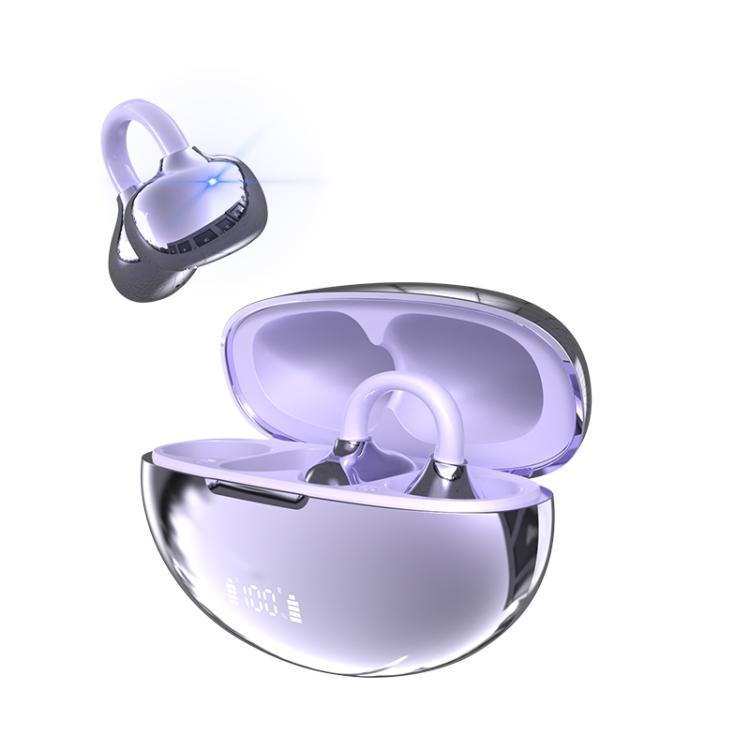 Q108 Digital Display Open Ear Clip Bluetooth 6.1 Wireless Earphones(Purple) - Bluetooth Earphone by buy2fix | Online Shopping UK | buy2fix