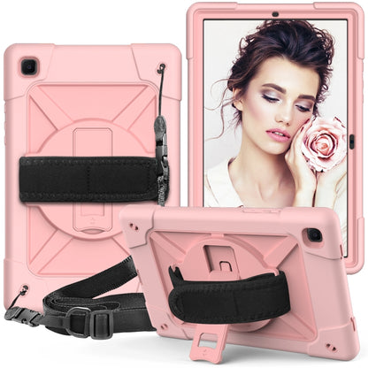 For Samsung Galaxy Tab A7 10.4 (2020) T500/T505 Contrast Color Robot Shockproof Silicone + PC Protective Case with Holder(Rose Gold) - Other Galaxy Tab PC by buy2fix | Online Shopping UK | buy2fix