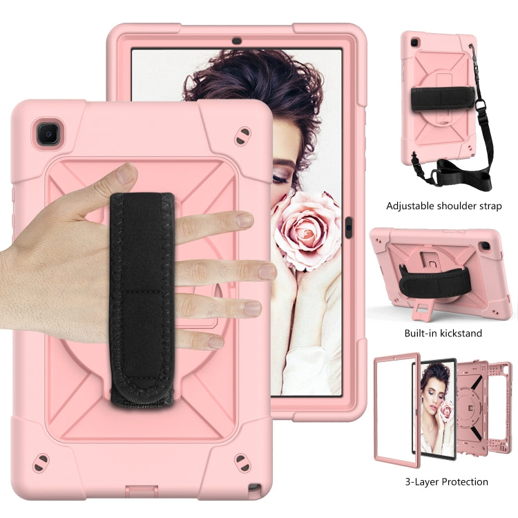 For Samsung Galaxy Tab A7 10.4 (2020) T500/T505 Contrast Color Robot Shockproof Silicone + PC Protective Case with Holder(Rose Gold) - Other Galaxy Tab PC by buy2fix | Online Shopping UK | buy2fix