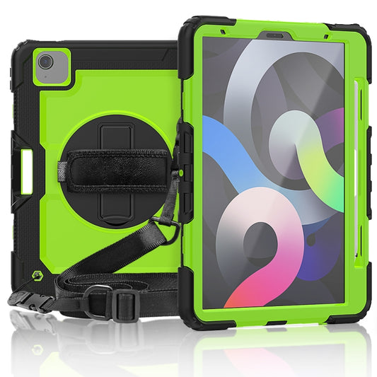 Shockproof Colorful Silicone + PC Protective Case with Holder & Shoulder Strap & Hand Strap & Pen Slot For iPad Air 2022 / 2020 10.9 (Black Yellow Green) - iPad Air (2022) / (2020) 10.9 Cases by buy2fix | Online Shopping UK | buy2fix