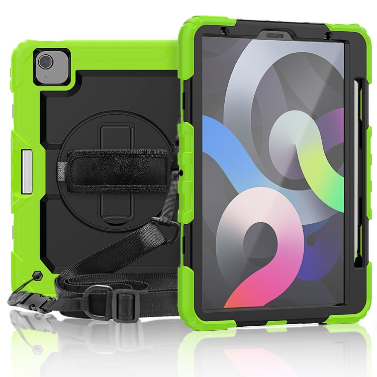 Shockproof Colorful Silicone + PC Protective Case with Holder & Shoulder Strap & Hand Strap & Pen Slot For iPad Air 2022 / 2020 10.9 (Yellow Green) - iPad Air (2022) / (2020) 10.9 Cases by buy2fix | Online Shopping UK | buy2fix