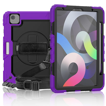Shockproof Colorful Silicone + PC Protective Case with Holder & Shoulder Strap & Hand Strap & Pen Slot For iPad Air 2022 / 2020 10.9 (Purple) - iPad Air (2022) / (2020) 10.9 Cases by buy2fix | Online Shopping UK | buy2fix