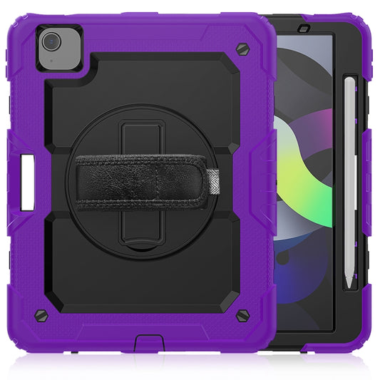 Shockproof Colorful Silicone + PC Protective Case with Holder & Shoulder Strap & Hand Strap & Pen Slot For iPad Air 2022 / 2020 10.9 (Purple) - iPad Air (2022) / (2020) 10.9 Cases by buy2fix | Online Shopping UK | buy2fix