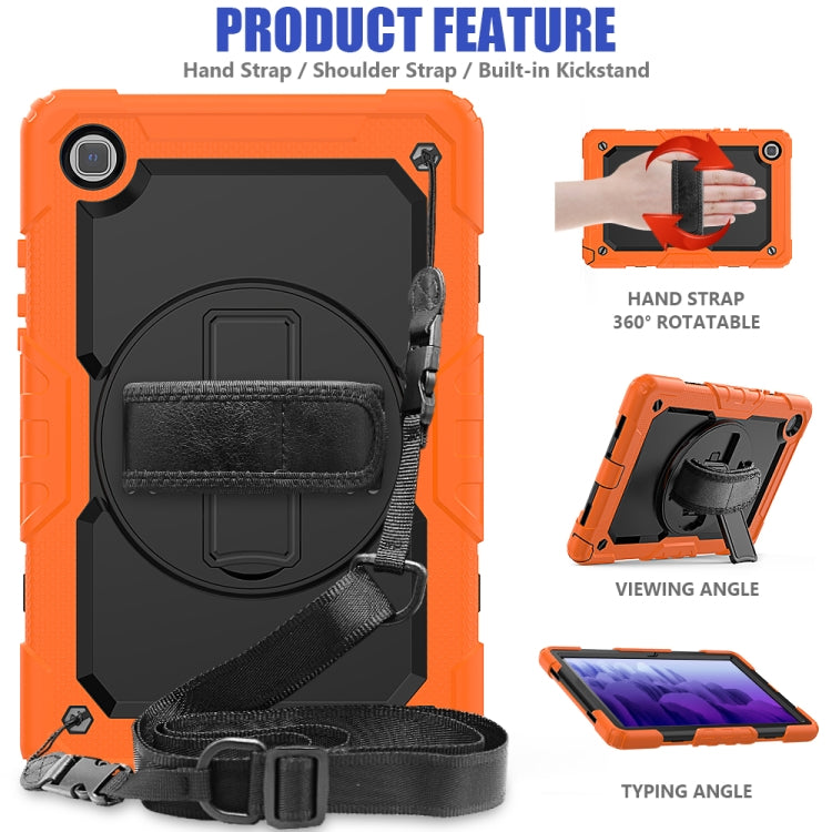 For Samsung Galaxy Tab A7 (2020) T500/T505 Shockproof Colorful Silicone + PC Protective Case with Holder & Shoulder Strap & Hand Strap & Pen Slot(Orange) - Other Galaxy Tab PC by buy2fix | Online Shopping UK | buy2fix