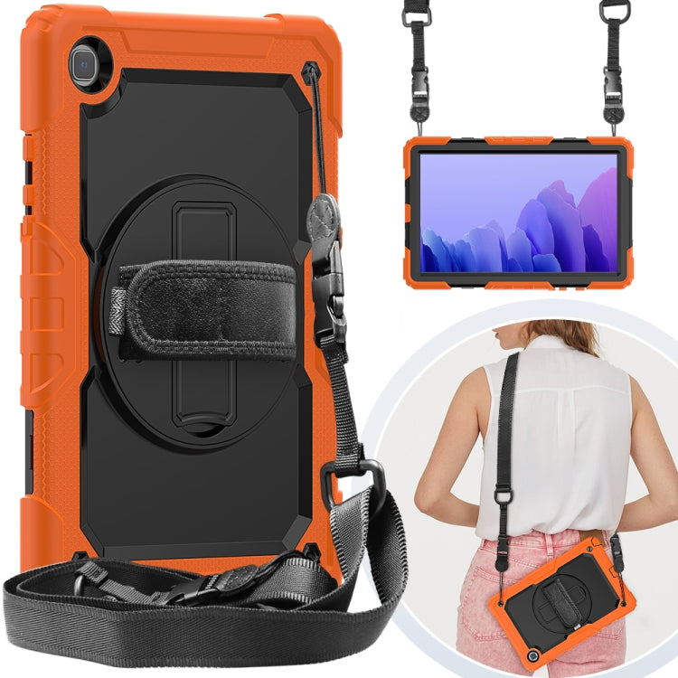 For Samsung Galaxy Tab A7 (2020) T500/T505 Shockproof Colorful Silicone + PC Protective Case with Holder & Shoulder Strap & Hand Strap & Pen Slot(Orange) - Other Galaxy Tab PC by buy2fix | Online Shopping UK | buy2fix