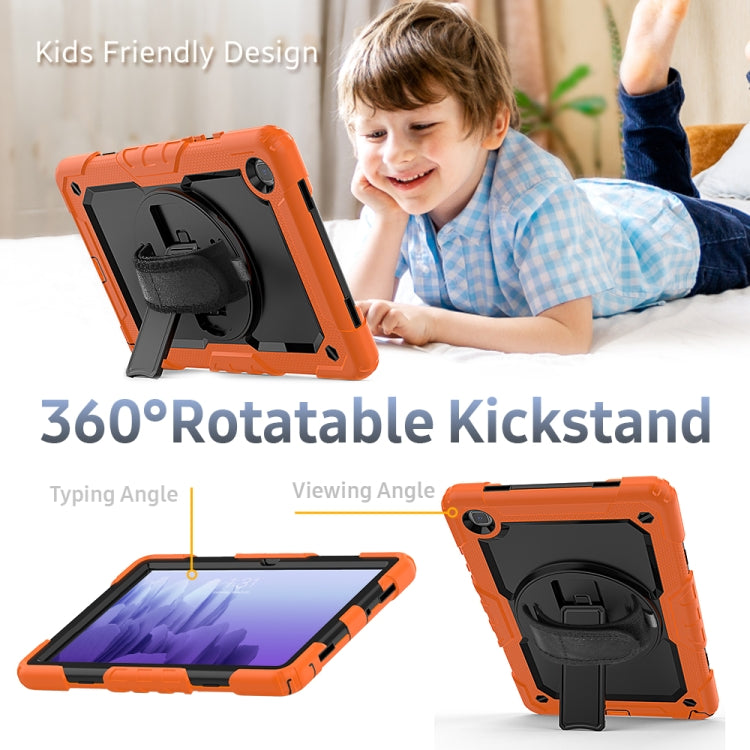 For Samsung Galaxy Tab A7 (2020) T500/T505 Shockproof Colorful Silicone + PC Protective Case with Holder & Shoulder Strap & Hand Strap & Pen Slot(Orange) - Other Galaxy Tab PC by buy2fix | Online Shopping UK | buy2fix