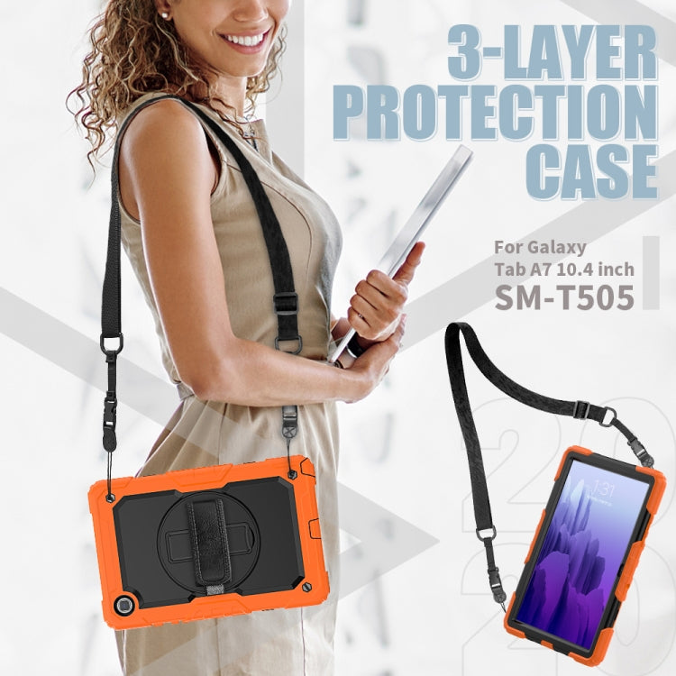 For Samsung Galaxy Tab A7 (2020) T500/T505 Shockproof Colorful Silicone + PC Protective Case with Holder & Shoulder Strap & Hand Strap & Pen Slot(Orange) - Other Galaxy Tab PC by buy2fix | Online Shopping UK | buy2fix