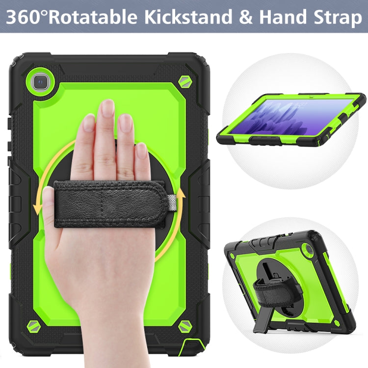 For Samsung Galaxy Tab A7 (2020) T500/T505 Shockproof Colorful Silicone + PC Protective Case with Holder & Shoulder Strap & Hand Strap & Pen Slot(Black Yellow Green) - Other Galaxy Tab PC by buy2fix | Online Shopping UK | buy2fix