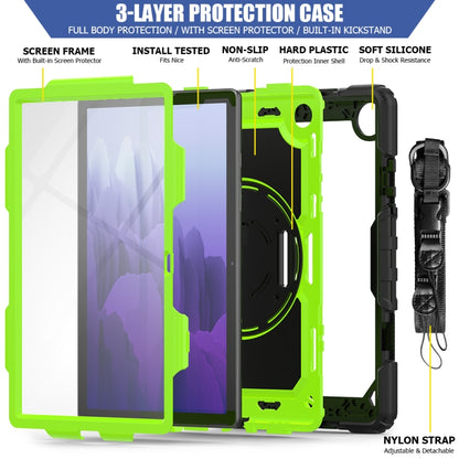 For Samsung Galaxy Tab A7 (2020) T500/T505 Shockproof Colorful Silicone + PC Protective Case with Holder & Shoulder Strap & Hand Strap & Pen Slot(Black Yellow Green) - Other Galaxy Tab PC by buy2fix | Online Shopping UK | buy2fix