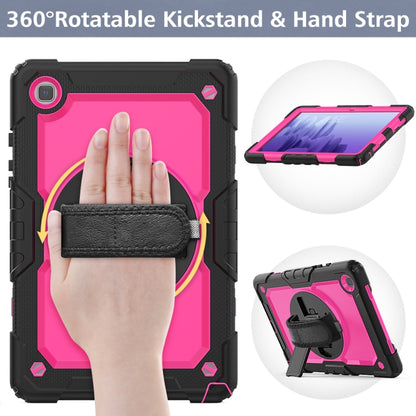 For Samsung Galaxy Tab A7 (2020) T500/T505 Shockproof Colorful Silicone + PC Protective Case with Holder & Shoulder Strap & Hand Strap & Pen Slot(Black Rose Red) - Other Galaxy Tab PC by buy2fix | Online Shopping UK | buy2fix