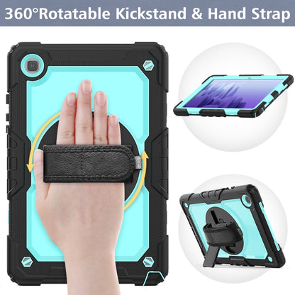 For Samsung Galaxy Tab A7 (2020) T500/T505 Shockproof Colorful Silicone + PC Protective Case with Holder & Shoulder Strap & Hand Strap & Pen Slot(Black Light Blue) - Other Galaxy Tab PC by buy2fix | Online Shopping UK | buy2fix