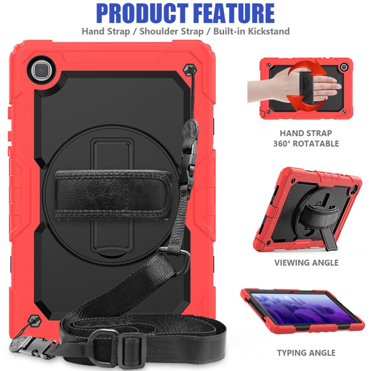 For Samsung Galaxy Tab A7 (2020) T500/T505 Shockproof Colorful Silicone + PC Protective Case with Holder & Shoulder Strap & Hand Strap & Pen Slot(Red) - Other Galaxy Tab PC by buy2fix | Online Shopping UK | buy2fix