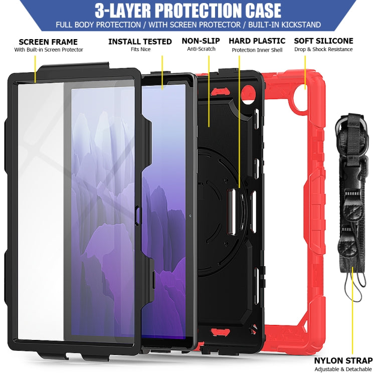 For Samsung Galaxy Tab A7 (2020) T500/T505 Shockproof Colorful Silicone + PC Protective Case with Holder & Shoulder Strap & Hand Strap & Pen Slot(Red) - Other Galaxy Tab PC by buy2fix | Online Shopping UK | buy2fix
