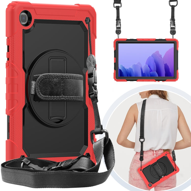 For Samsung Galaxy Tab A7 (2020) T500/T505 Shockproof Colorful Silicone + PC Protective Case with Holder & Shoulder Strap & Hand Strap & Pen Slot(Red) - Other Galaxy Tab PC by buy2fix | Online Shopping UK | buy2fix