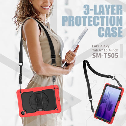 For Samsung Galaxy Tab A7 (2020) T500/T505 Shockproof Colorful Silicone + PC Protective Case with Holder & Shoulder Strap & Hand Strap & Pen Slot(Red) - Other Galaxy Tab PC by buy2fix | Online Shopping UK | buy2fix