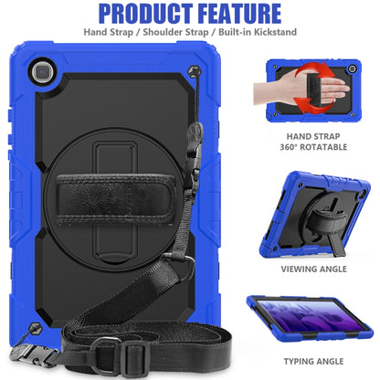 For Samsung Galaxy Tab A7 (2020) T500/T505 Shockproof Colorful Silicone + PC Protective Case with Holder & Shoulder Strap & Hand Strap & Pen Slot(Blue) - Other Galaxy Tab PC by buy2fix | Online Shopping UK | buy2fix