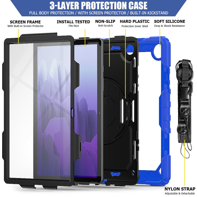 For Samsung Galaxy Tab A7 (2020) T500/T505 Shockproof Colorful Silicone + PC Protective Case with Holder & Shoulder Strap & Hand Strap & Pen Slot(Blue) - Other Galaxy Tab PC by buy2fix | Online Shopping UK | buy2fix