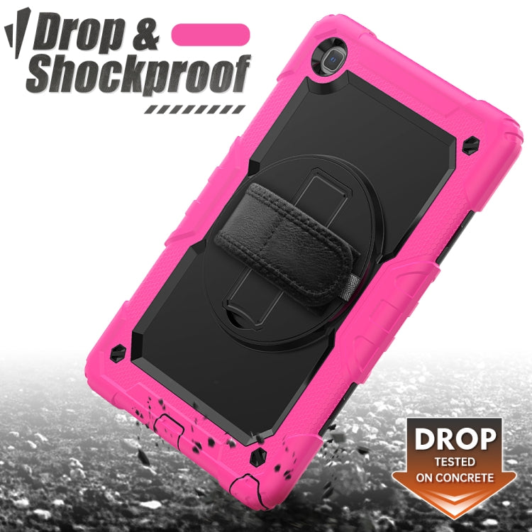For Samsung Galaxy Tab A7 (2020) T500/T505 Shockproof Colorful Silicone + PC Protective Case with Holder & Shoulder Strap & Hand Strap & Pen Slot(Rose Red) - Other Galaxy Tab PC by buy2fix | Online Shopping UK | buy2fix