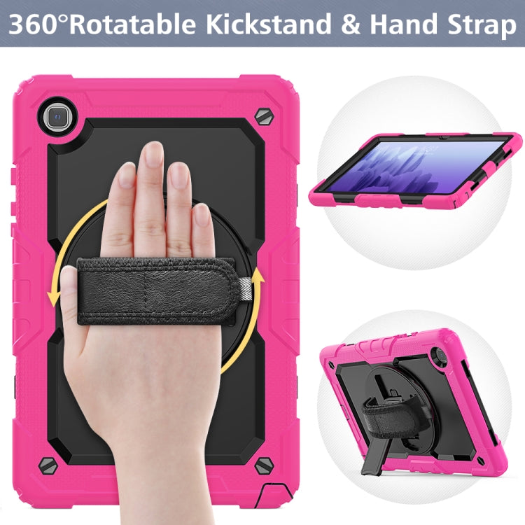 For Samsung Galaxy Tab A7 (2020) T500/T505 Shockproof Colorful Silicone + PC Protective Case with Holder & Shoulder Strap & Hand Strap & Pen Slot(Rose Red) - Other Galaxy Tab PC by buy2fix | Online Shopping UK | buy2fix