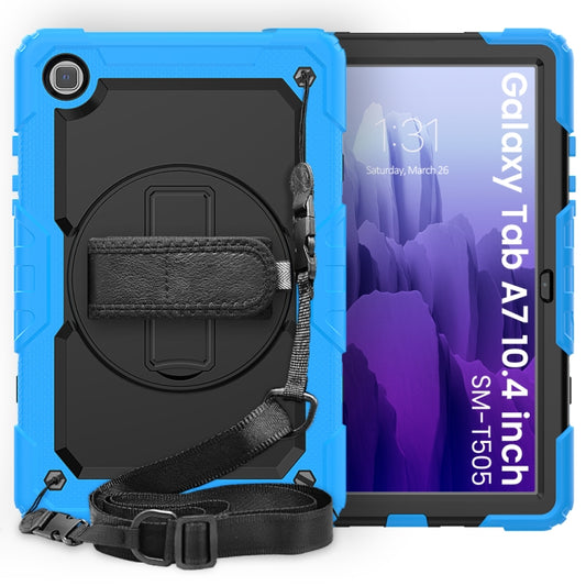 For Samsung Galaxy Tab A7 (2020) T500/T505 Shockproof Colorful Silicone + PC Protective Case with Holder & Shoulder Strap & Hand Strap & Pen Slot(Light Blue) - Other Galaxy Tab PC by buy2fix | Online Shopping UK | buy2fix