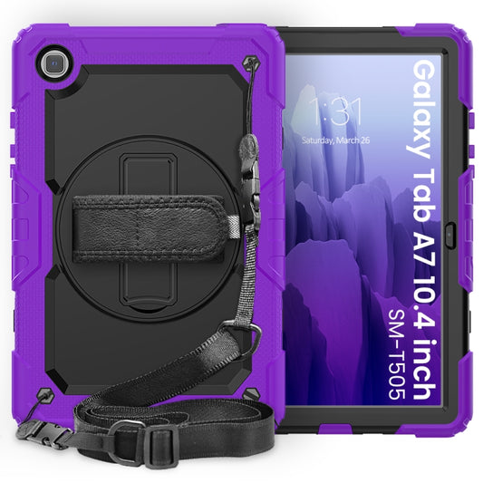 For Samsung Galaxy Tab A7 (2020) T500/T505 Shockproof Colorful Silicone + PC Protective Case with Holder & Shoulder Strap & Hand Strap & Pen Slot(Purple) - Other Galaxy Tab PC by buy2fix | Online Shopping UK | buy2fix