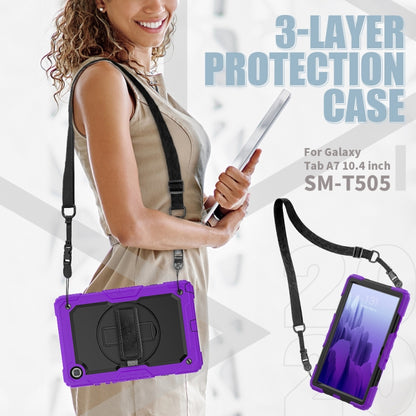 For Samsung Galaxy Tab A7 (2020) T500/T505 Shockproof Colorful Silicone + PC Protective Case with Holder & Shoulder Strap & Hand Strap & Pen Slot(Purple) - Other Galaxy Tab PC by buy2fix | Online Shopping UK | buy2fix