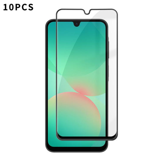 For Galaxy A26 5G 10pcs Kalebol High-Aluminum Screen-Printed Full-Coverage Anti-Fingerprint Black-Bordered HD Tempered Glass Film