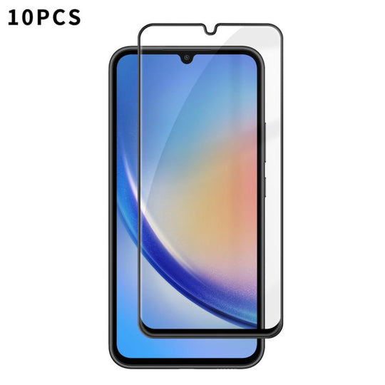 For Galaxy A34 5G 10pcs Kalebol High-Aluminum Screen-Printed Full-Coverage Anti-Fingerprint Black-Bordered HD Tempered Glass Film