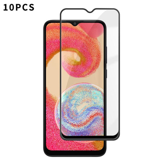 For Galaxy A04e 10pcs Kalebol High-Aluminum Screen-Printed Full-Coverage Anti-Fingerprint Black-Bordered HD Tempered Glass Film