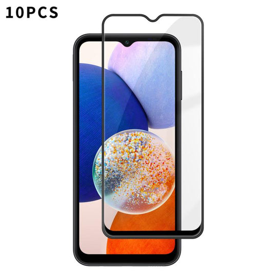 For Galaxy A14 5G 10pcs Kalebol High-Aluminum Screen-Printed Full-Coverage Anti-Fingerprint Black-Bordered HD Tempered Glass Film