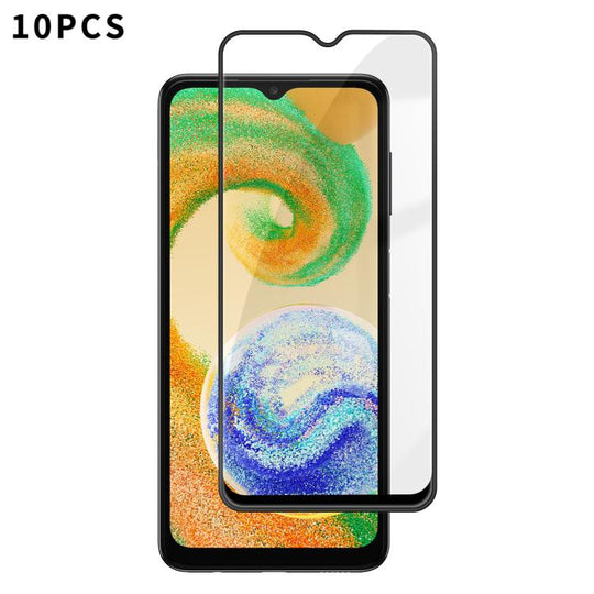 For Galaxy A04s 10pcs Kalebol High-Aluminum Screen-Printed Full-Coverage Anti-Fingerprint Black-Bordered HD Tempered Glass Film